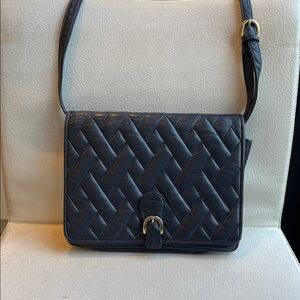 Vintage navy leather quilted Talbots Quilted Shoulder Bag